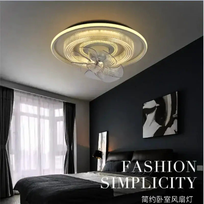 Modern white dimmable led fan ceiling lamp for bedroom