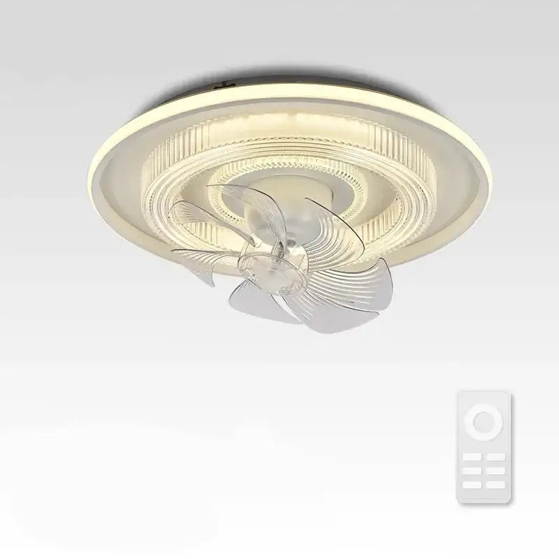Modern white dimmable led fan ceiling lamp for bedroom