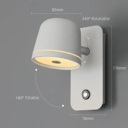 Modern white dimmable led wall sconce bedroom spotlight
