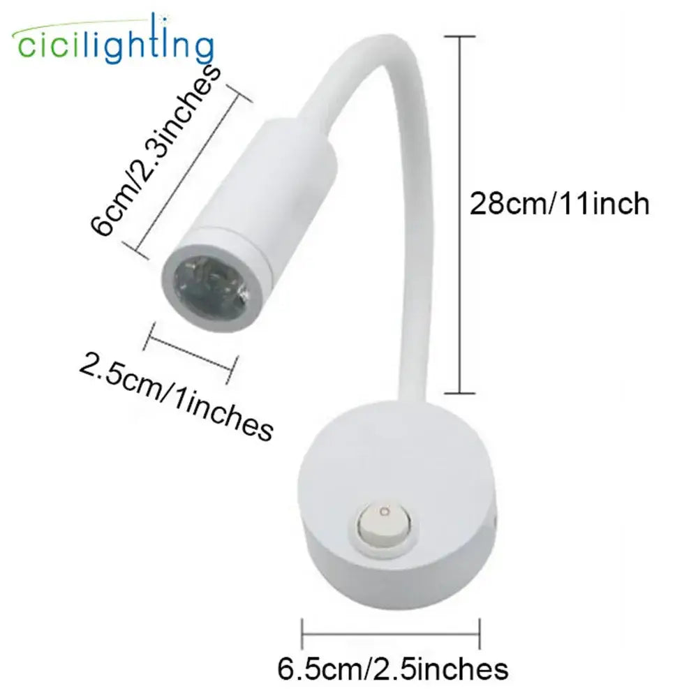Modern white dimmable led wall sconce reading light – bedroom