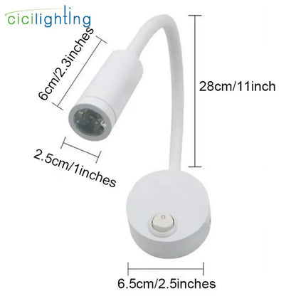 Modern white dimmable led wall sconce reading light – bedroom