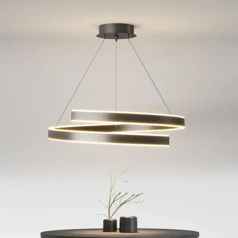 Modern white dimmable metal acrylic pendant ring light dining room