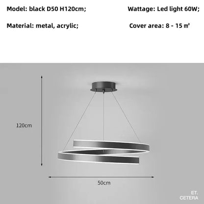Modern white dimmable metal acrylic pendant ring light dining room