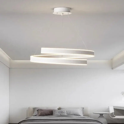 Modern white dimmable metal acrylic pendant ring light dining room