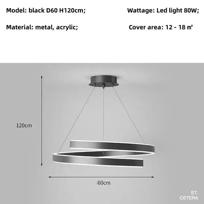 Modern white dimmable metal acrylic pendant ring light dining room