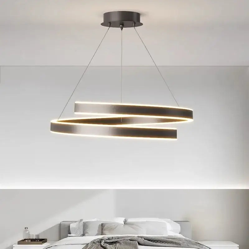 Modern white dimmable metal acrylic pendant ring light dining room