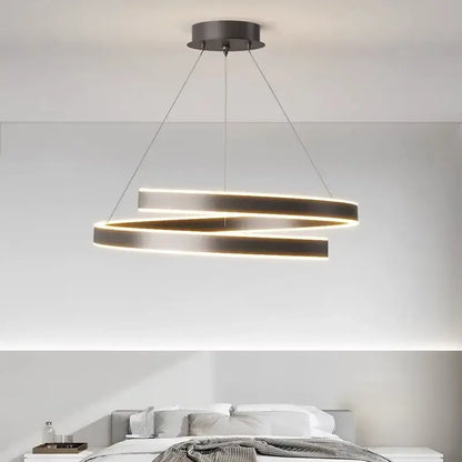 Modern white dimmable metal acrylic pendant ring light dining room