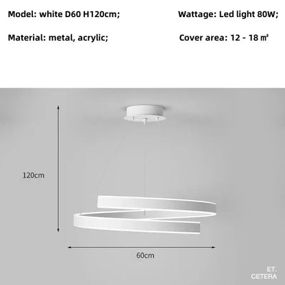 Modern white dimmable metal acrylic pendant ring light dining room