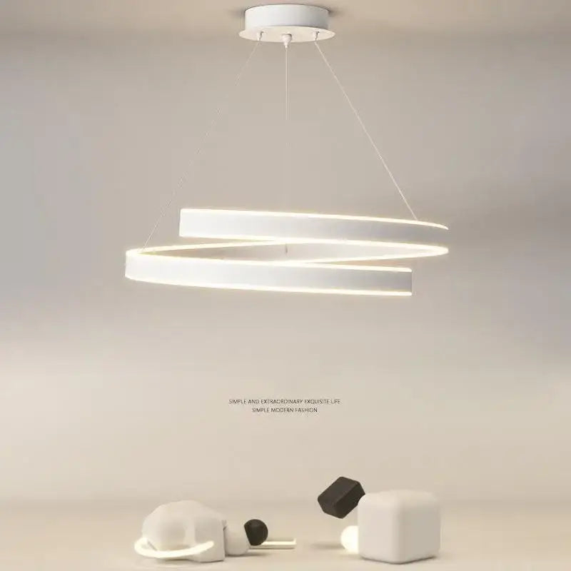 Modern white dimmable metal acrylic pendant ring light dining room