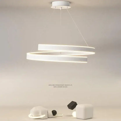 Modern white dimmable metal acrylic pendant ring light dining room