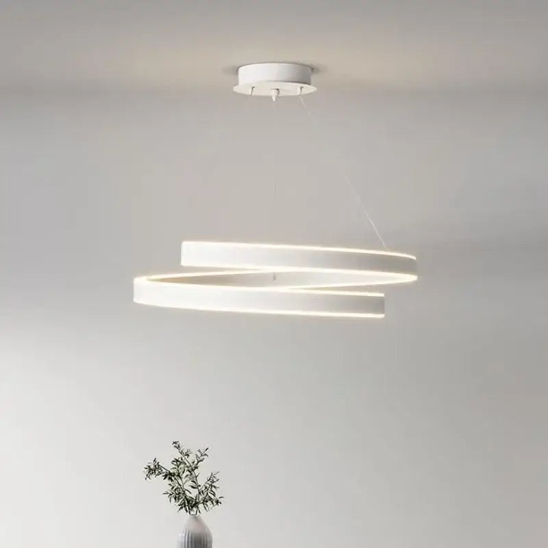 Modern white dimmable metal acrylic pendant ring light dining room