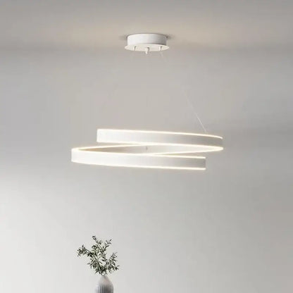 Modern white dimmable metal acrylic pendant ring light dining room