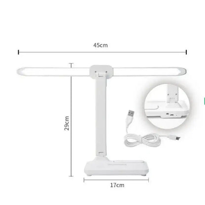 Modern white dual arm led desk lamp with pen holder bedroom light