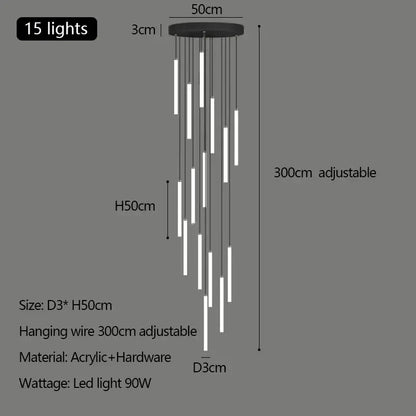 Modern white duplex loft led chandelier stairway pendant light