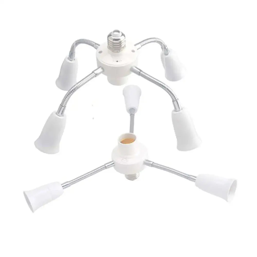 Modern white e27 socket splitter with flexible arms for living room
