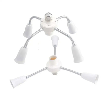 Modern white e27 socket splitter with flexible arms for living room