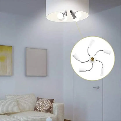 Modern white e27 socket splitter with flexible arms for living room