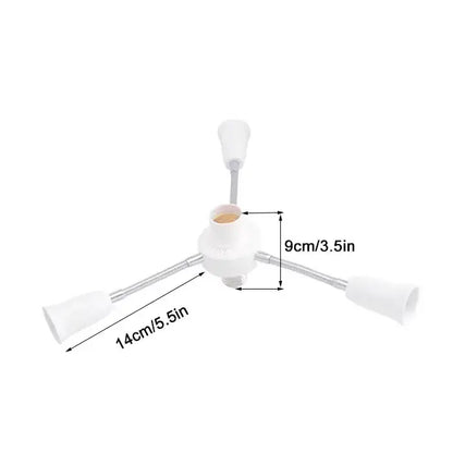 Modern white e27 socket splitter with flexible arms for living room
