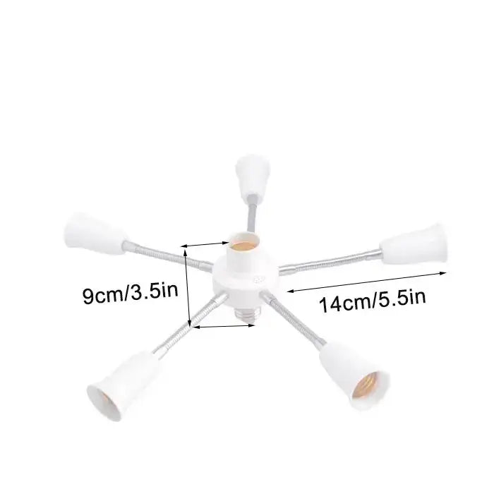 Modern white e27 socket splitter with flexible arms for living room