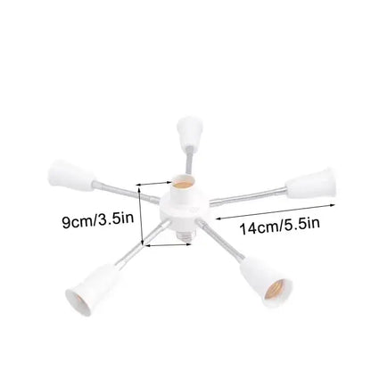Modern white e27 socket splitter with flexible arms for living room