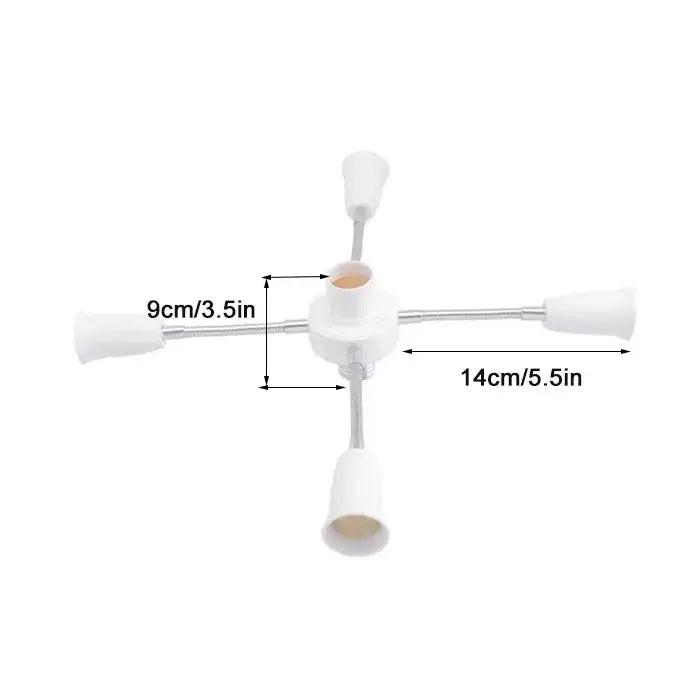 Modern white e27 socket splitter with flexible arms for living room