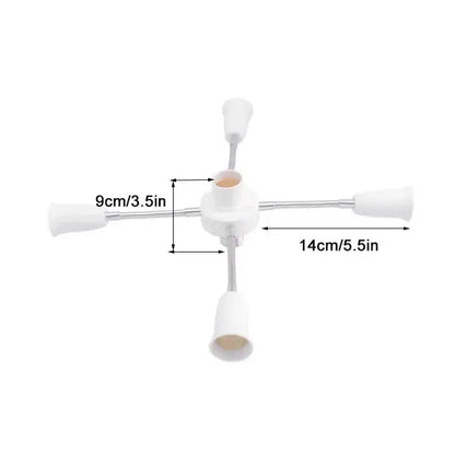 Modern white e27 socket splitter with flexible arms for living room