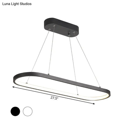 Modern white ellipse led ceiling fixture for dining room warm white