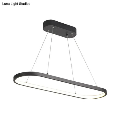 Modern white ellipse led ceiling fixture for dining room warm white