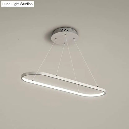 Modern white ellipse led ceiling fixture for dining room warm white