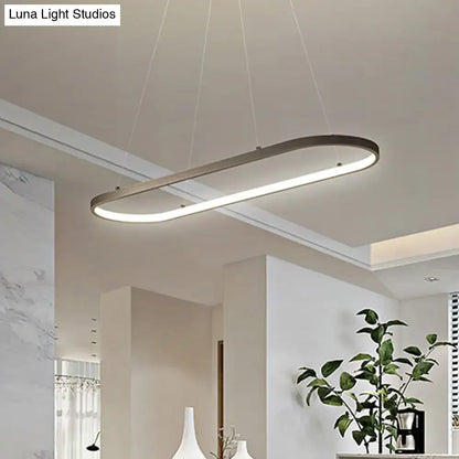 Modern white ellipse led ceiling fixture for dining room warm white