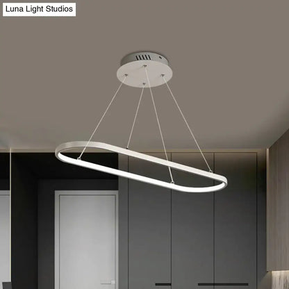 Modern white ellipse led ceiling fixture for dining room warm white