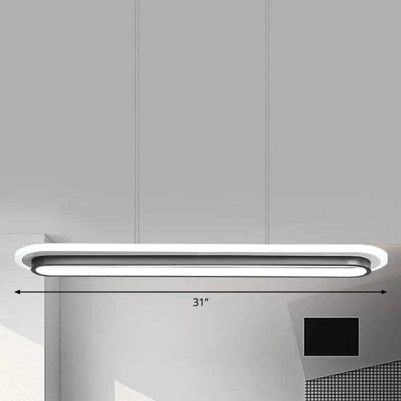 Modern white elliptical island led suspension lamp for dining room