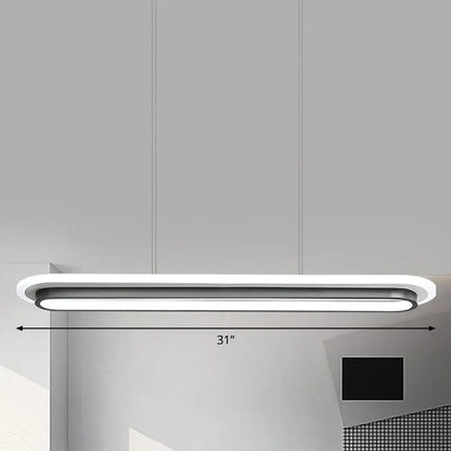 Modern white elliptical island led suspension lamp for dining room