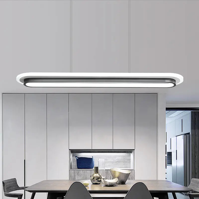 Modern white elliptical island led suspension lamp for dining room