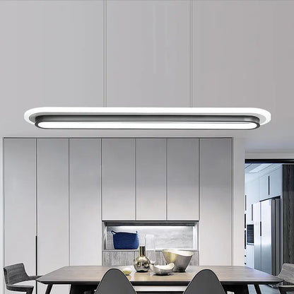 Modern white elliptical island led suspension lamp for dining room