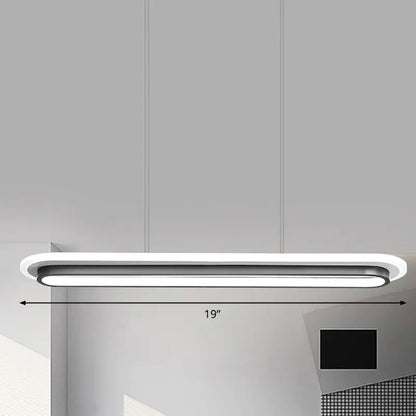 Modern white elliptical island led suspension lamp for dining room