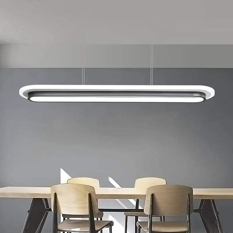 Modern white elliptical island led suspension lamp for dining room