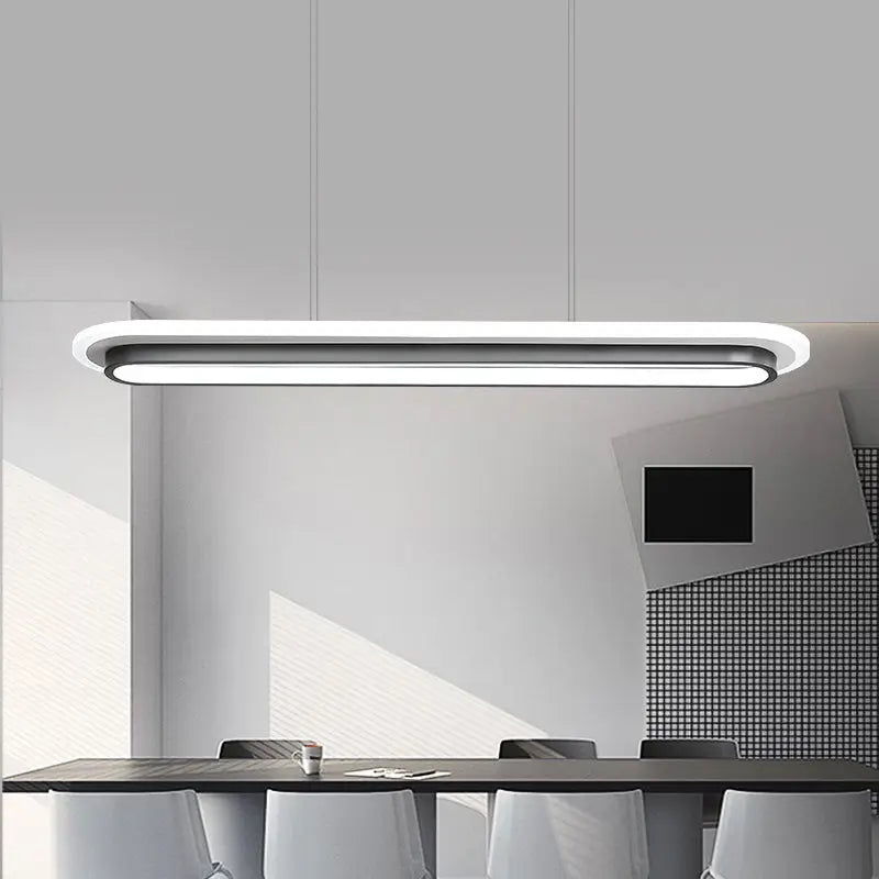 Modern white elliptical island led suspension lamp for dining room