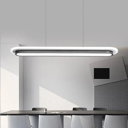 Modern white elliptical island led suspension lamp for dining room