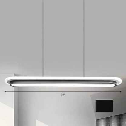 Modern white elliptical island led suspension lamp for dining room