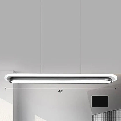Modern white elliptical island led suspension lamp for dining room
