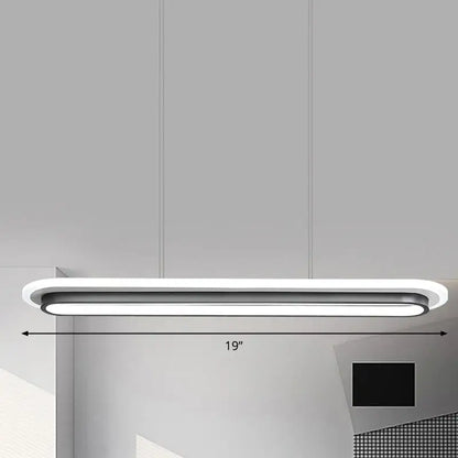Modern white elliptical island led suspension lamp for dining room