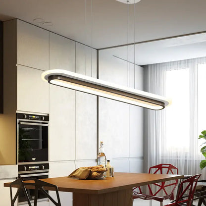 Modern white elliptical island led suspension lamp for dining room
