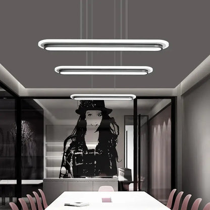 Modern white elliptical island led suspension lamp for dining room