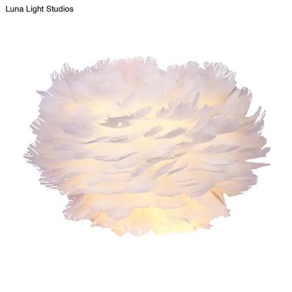 Modern white feather wall lamp stylish home decoration bedroom