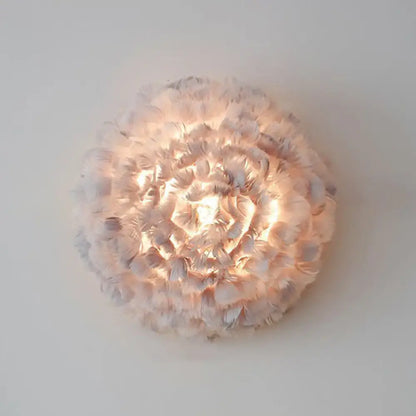 Modern white feather wall sconce – bedroom single bulb light