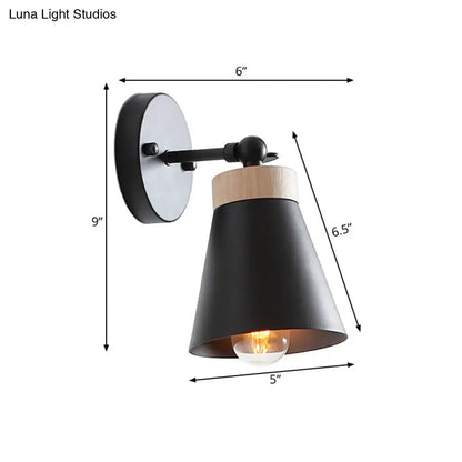 Modern white finish bedside sconce with wood accent bedroom wall lamp