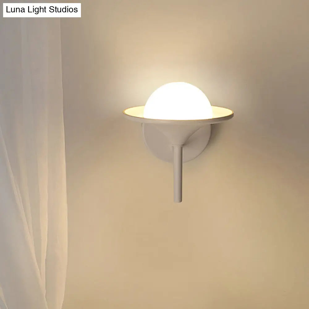 DecorBites™ Modern White Flared Sconce Light Fixture with LED, Metallic Wall Mount Lamp