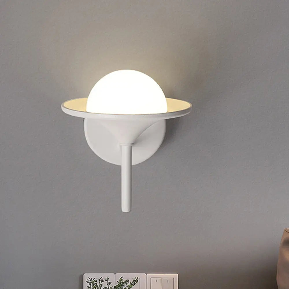DecorBites™ Modern White Flared Sconce Light Fixture with LED, Metallic Wall Mount Lamp