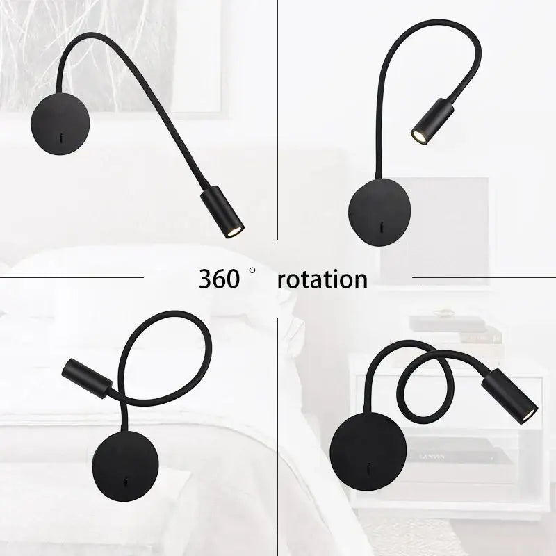 Modern white flexible led wall spot light bedroom reading lamp